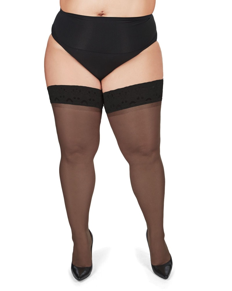 Plus size thigh high hose sales
